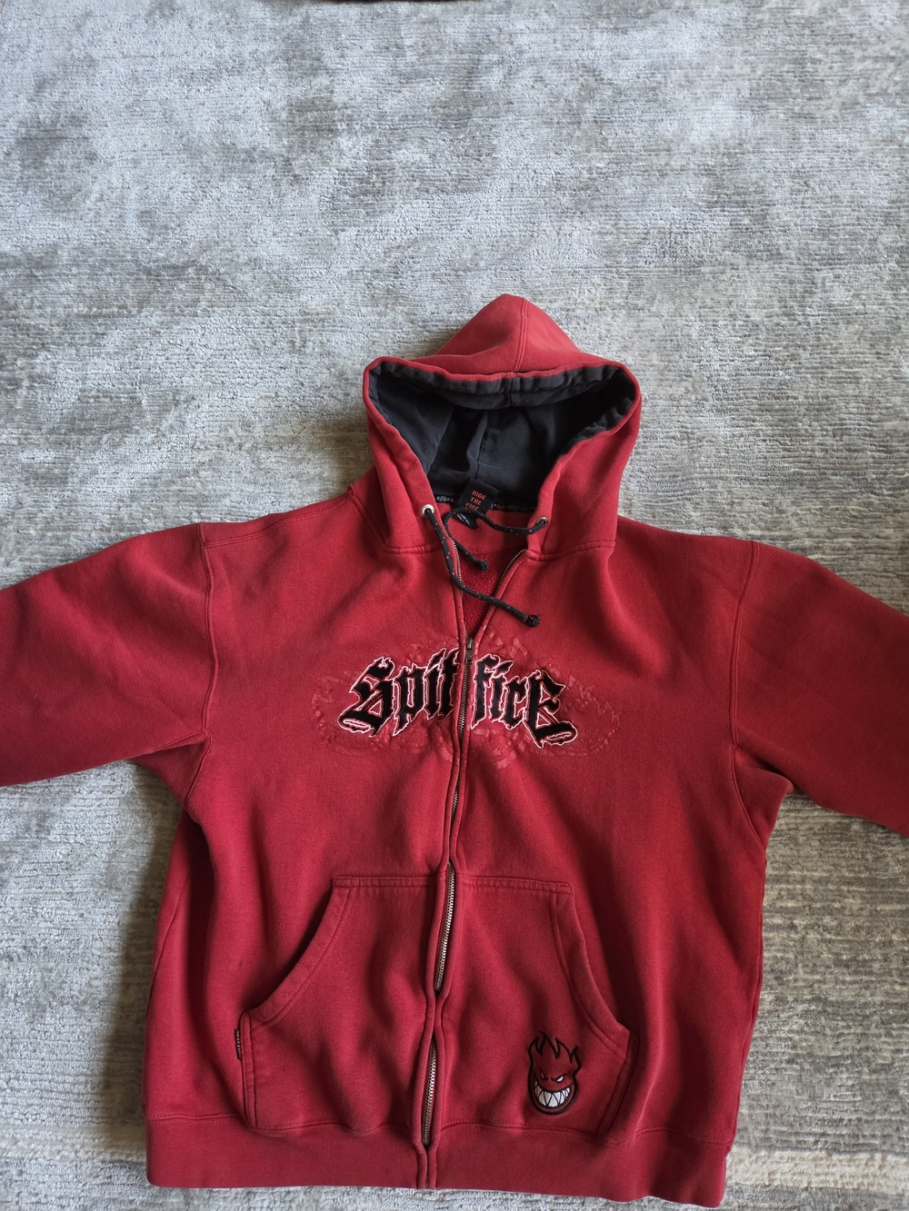 Spitfire Red Zip-Up Hoodie with Logo